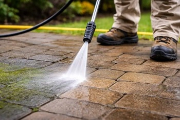 About People Helping People washing outdoor paver walkway